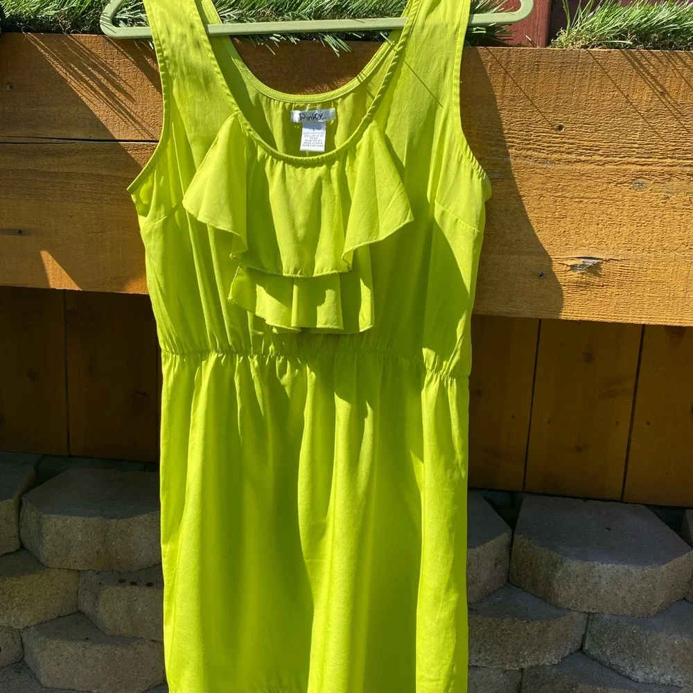 Pinky brand Size L-chartreuse dress - Picture 4 of 4